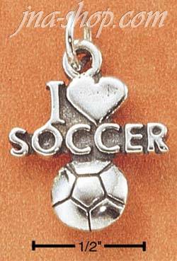 Sterling Silver "I LOVE SOCCER" CHARM - Click Image to Close