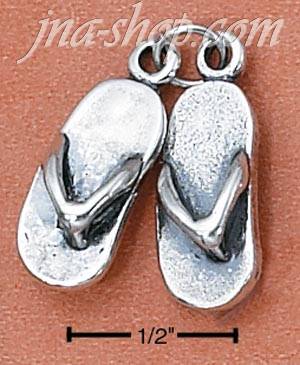 Sterling Silver PAIR OF FLIP-FLOP SANDALS CHARM - Click Image to Close