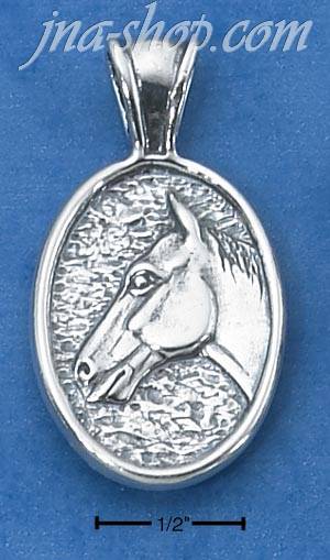 Sterling Silver LONG OVAL HORSEHEAD CHARM - Click Image to Close
