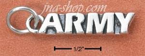 Sterling Silver ANTIQUED "ARMY" CHARM - Click Image to Close