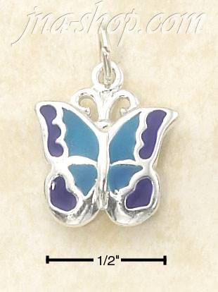 Sterling Silver ENAMELED BUTTERFLY CHARM ( 2 SIDED ) - Click Image to Close