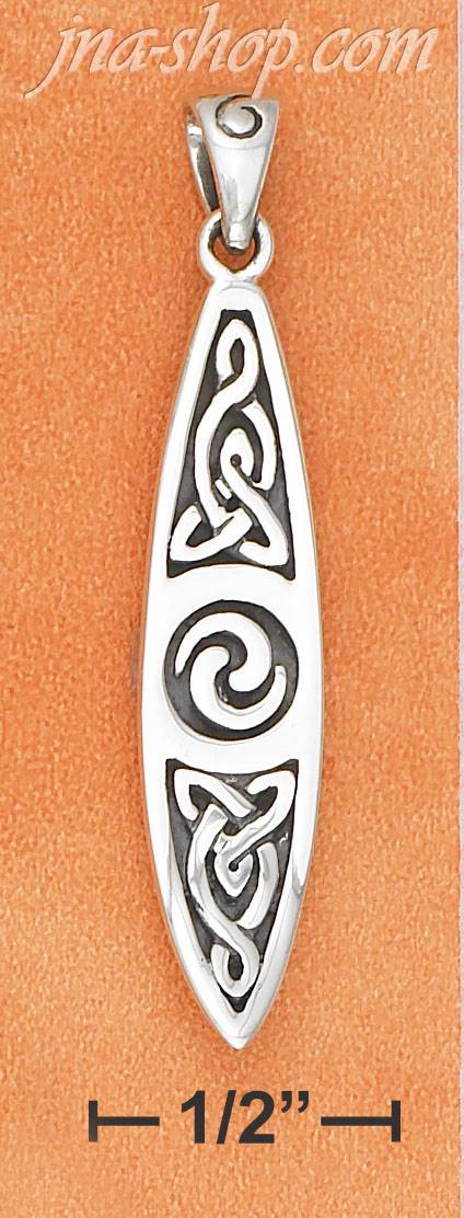 Sterling Silver SURFBOARD W/ CELTIC DESIGN CHARM (1.5") - Click Image to Close