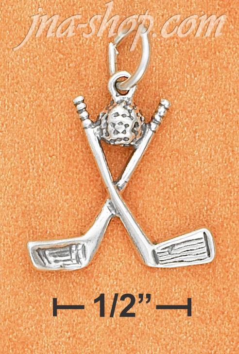 Sterling Silver ANTIQUED CROSSED GOLF CLUBS WITH BALL CHARM (APP - Click Image to Close