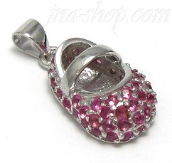 Sterling Silver JULY LARGE RUBY COLORED CZ BIRTHSTONE BOOTIE CHA - Click Image to Close