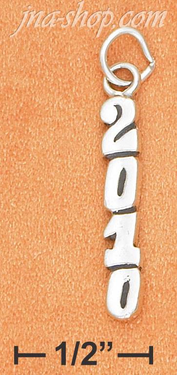 Sterling Silver ANTIQUED VERTICAL "2010" CHARM - Click Image to Close