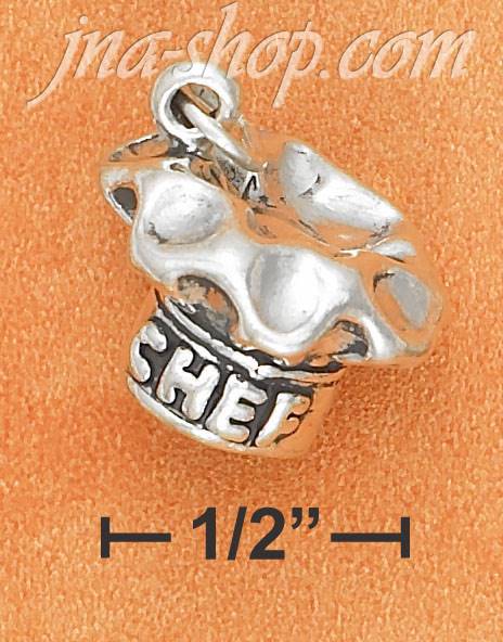 Sterling Silver ANTIQUED "CHEF" HAT CHARM - Click Image to Close
