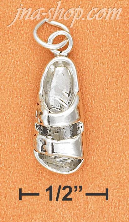 Sterling Silver ANTIQUED DOUBLE STRAP RIGHT SANDAL CHARM - Click Image to Close