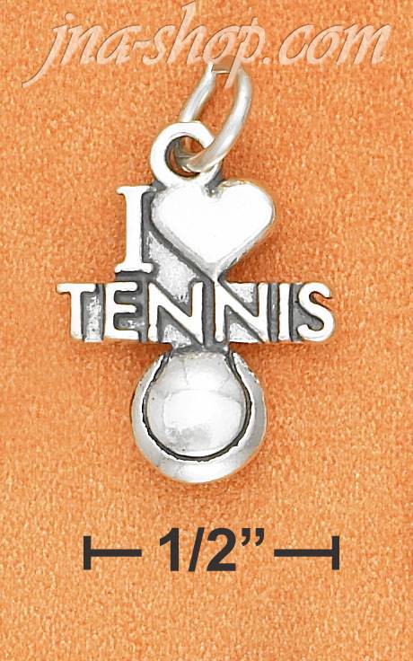 Sterling Silver ANTIQUED "I HEART TENNIS " WITH TENNIS BALL CHAR - Click Image to Close