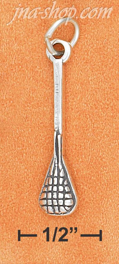Sterling Silver 3D ANTIQUED LACROSSE STICK CHARM - Click Image to Close