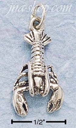 Sterling Silver ANTIQUED LOBSTER CHARM - Click Image to Close