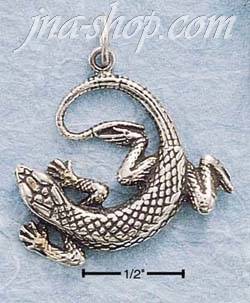 Sterling Silver LARGE ANTIQUED GECKO CHARM - Click Image to Close