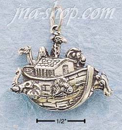 Sterling Silver ANTIQUED NOAH'S ARK CHARM - Click Image to Close