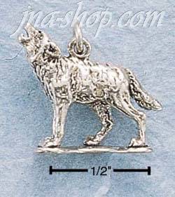 Sterling Silver HOWLING WOLF CHARM - Click Image to Close