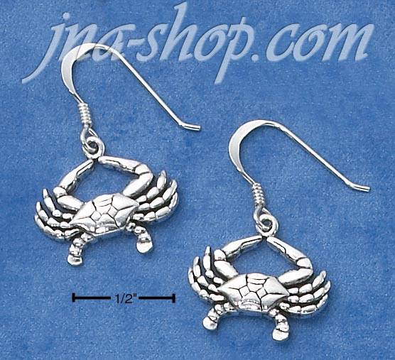 Sterling Silver CRAB DANGLE FRENCH WIRE EARRINGS - Click Image to Close