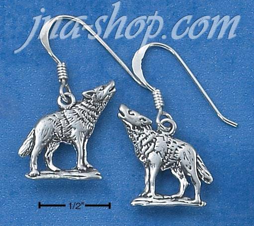 Sterling Silver HOWLING WOLF EARRINGS ON FRENCH WIRE - Click Image to Close