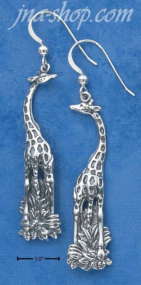 Sterling Silver GIRAFFE EARRINGS ON FRENCH WIRE - Click Image to Close