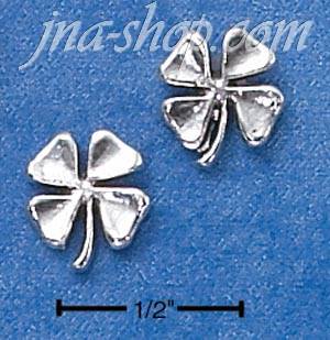 Sterling Silver FOUR LEAF CLOVER MINI-POST EARRINGS - Click Image to Close