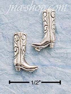 Sterling Silver COWBOY BOOT POST EARRINGS - Click Image to Close
