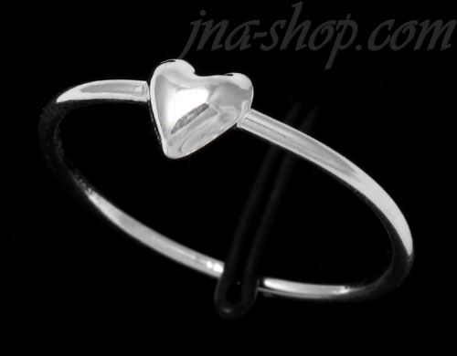 Sterling Silver Single Heart Ring On Thin Band sz 7 - Click Image to Close