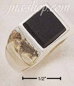 Sterling Silver MEN'S SQUARE ONYX RING - Click Image to Close