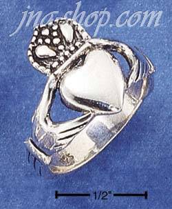 Sterling Silver X-LARGE ANTIQUE CLADDAGH RING - Click Image to Close