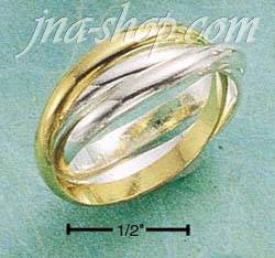 Sterling Silver & VERMEIL TRIPLE BAND PUZZLE RING SIZES 5-12 - Click Image to Close