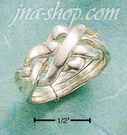 Sterling Silver FOUR BAND WIDE PUZZLE RING SIZES 4-13 - Click Image to Close