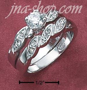 Sterling Silver 2 PC SET 4.5MM RND CZ W/TWISTED PAVE SHANK & TWI - Click Image to Close