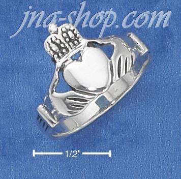 Sterling Silver LARGE ANTIQUED CLADDAGH RING (4-13) - Click Image to Close