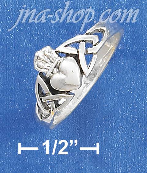 Sterling Silver CELTIC CROWNED HEART RING - Click Image to Close