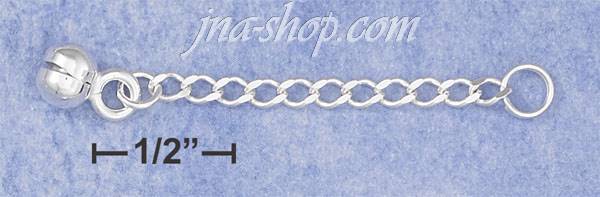 Sterling Silver 1" FLAT CURB CHAIN EXTENDER W/ 5.5MM DANGLE BEAD - Click Image to Close
