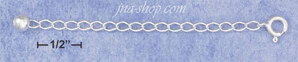 Sterling Silver 3" CURB CHAIN EXTENDER W/ 5MM BALL DANGLE & 6MM - Click Image to Close