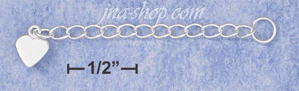 Sterling Silver 1.75" CURB CHAIN EXTENDER W/ 5MM FLAT HEART & 4. - Click Image to Close
