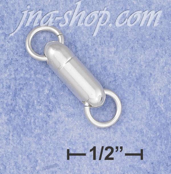Sterling Silver 4 X 14MM CAPSULE SHAPED MAGNETIC CLASP - Click Image to Close