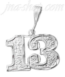 Sterling Silver Dia-cut Number 13 Charm Pendant