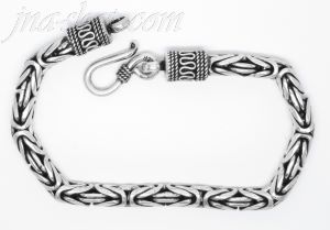 Sterling Silver 8" Byzantine Indonesian Handmade Toggle Bracelet