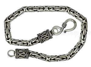 Sterling Silver 7" Byzantine Indonesian Handmade Toggle Bracelet 4mm