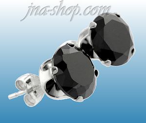 Sterling Silver 7mm Round Black CZ Stud Earrings