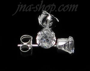 Sterling Silver 4mm Round White CZ Stud Earrings
