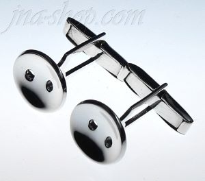 Sterling Silver Round 2-hole Concave Button Cufflinks