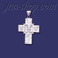 Sterling Silver DC Big Cross w/Faces Charm Pendant