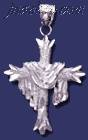 Sterling Silver Diamond-Cut Cross w/Shroud Charm Pendant