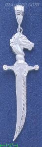 Sterling Silver DC Sword w/Horse Head Handle Charm Pendant