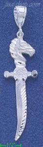 Sterling Silver DC Sword w/Horse Head Handle Charm Pendant