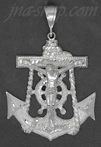 Sterling Silver DC Big Anchor Crucifix Charm Pendant
