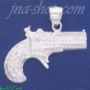Sterling Silver DC Big Pistol Handgun Charm Pendant