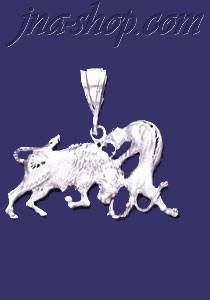 Sterling Silver DC Big Puma/Panther Fighting Bull Charm Pendant
