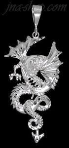 Sterling Silver DC Huge Big Dragon Charm Pendant