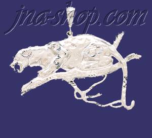 Sterling Silver DC Big Leopard on Tree Branch Charm Pendant