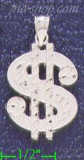 Sterling Silver Diamond-Cut Dollar Money Sign Charm Pendant